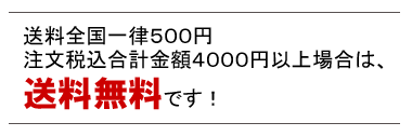 送料は全国一律515円(ただし、離島の場合別途送料がかかる場合がございます)になります。4000円以上お買い求めの方は送料無料です!